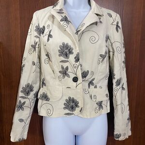 La Belle Cream Floral Blazer black embroidered flowers size9